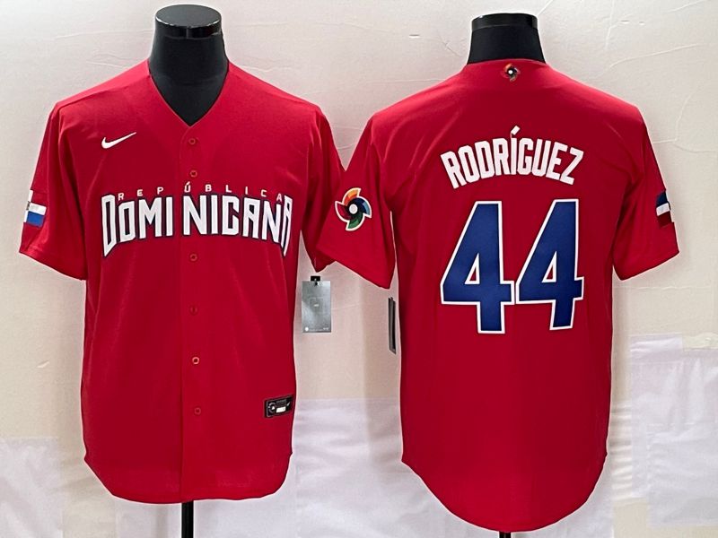 Men 2023 World Cub Dominicana #44 Rodriguez Red Nike MLB Jersey7
